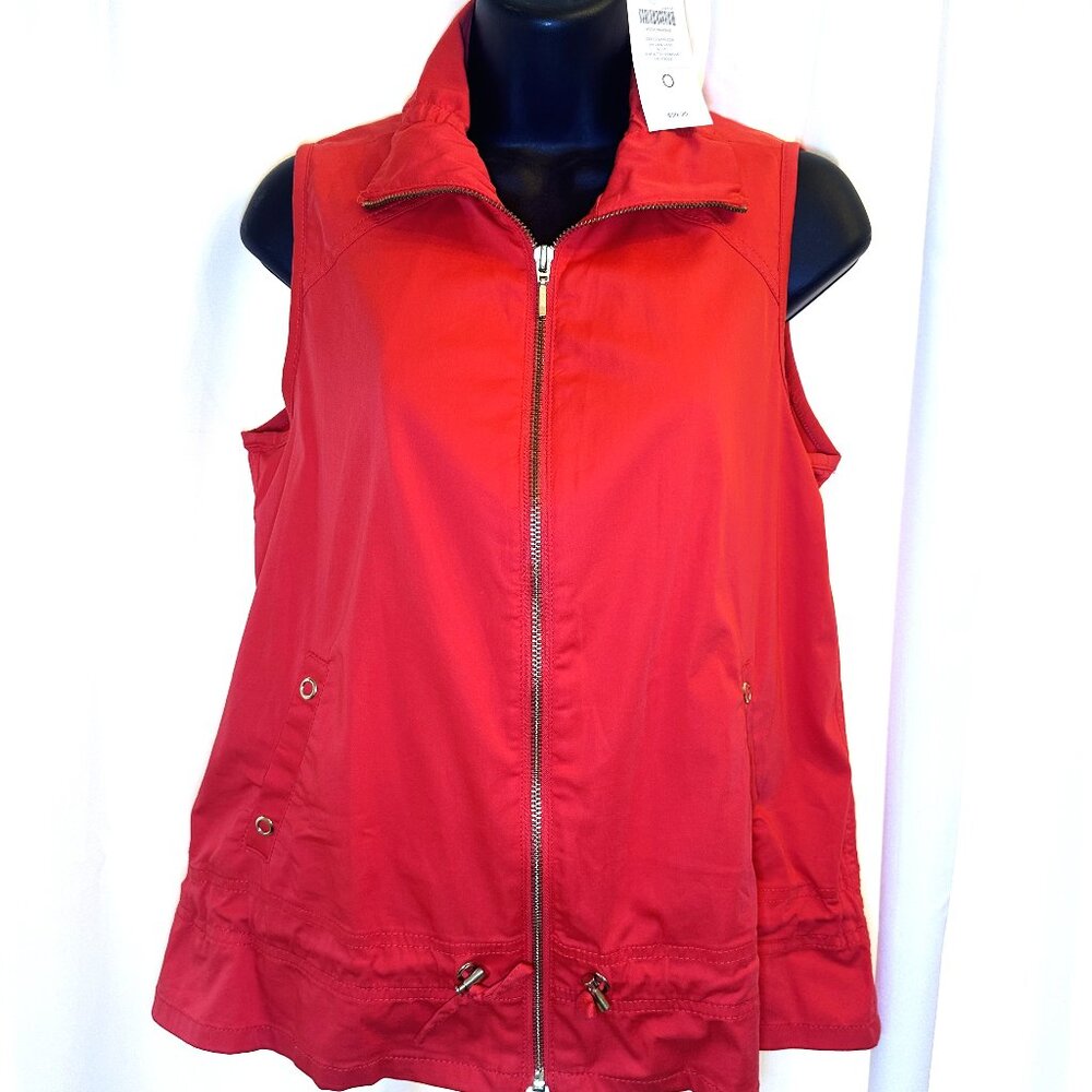 NWT Zenergy By Chico's Size 0‎ (small) Nissa Woven Annatto Orange Vest